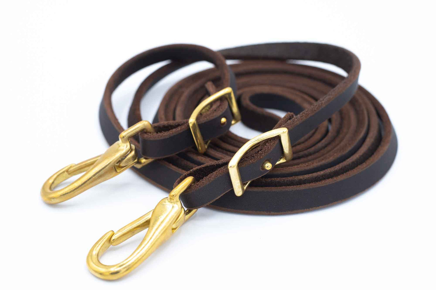 Fettleder Zügel geschlossen braun oder schwarz | Messing Zügelhaken | 13 mm breit 3 m lang