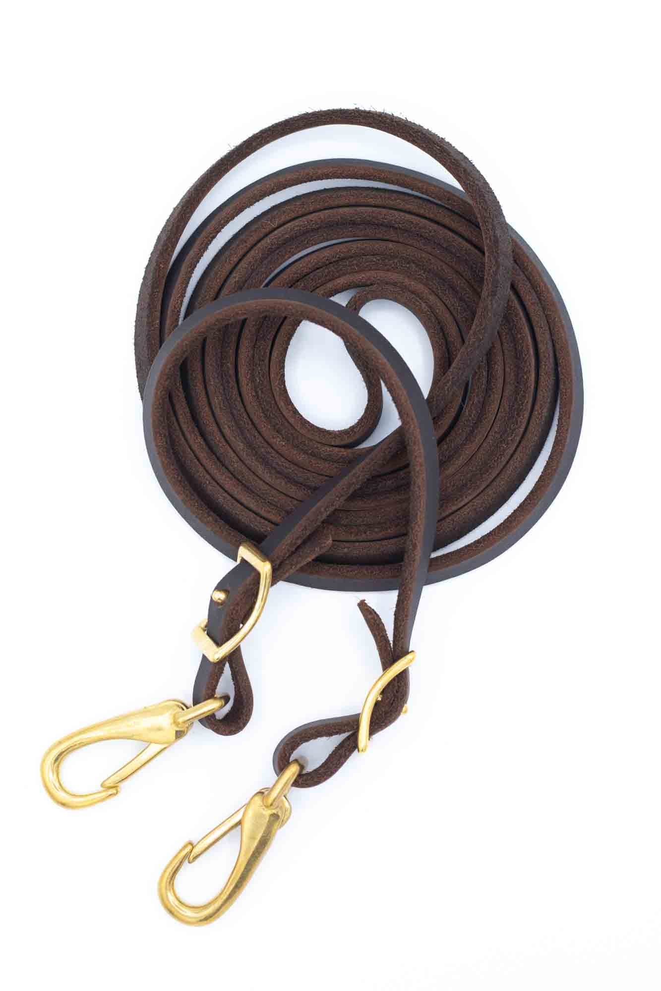 Fettleder Zügel geschlossen braun oder schwarz | Messing Zügelhaken | 13 mm breit 3 m lang