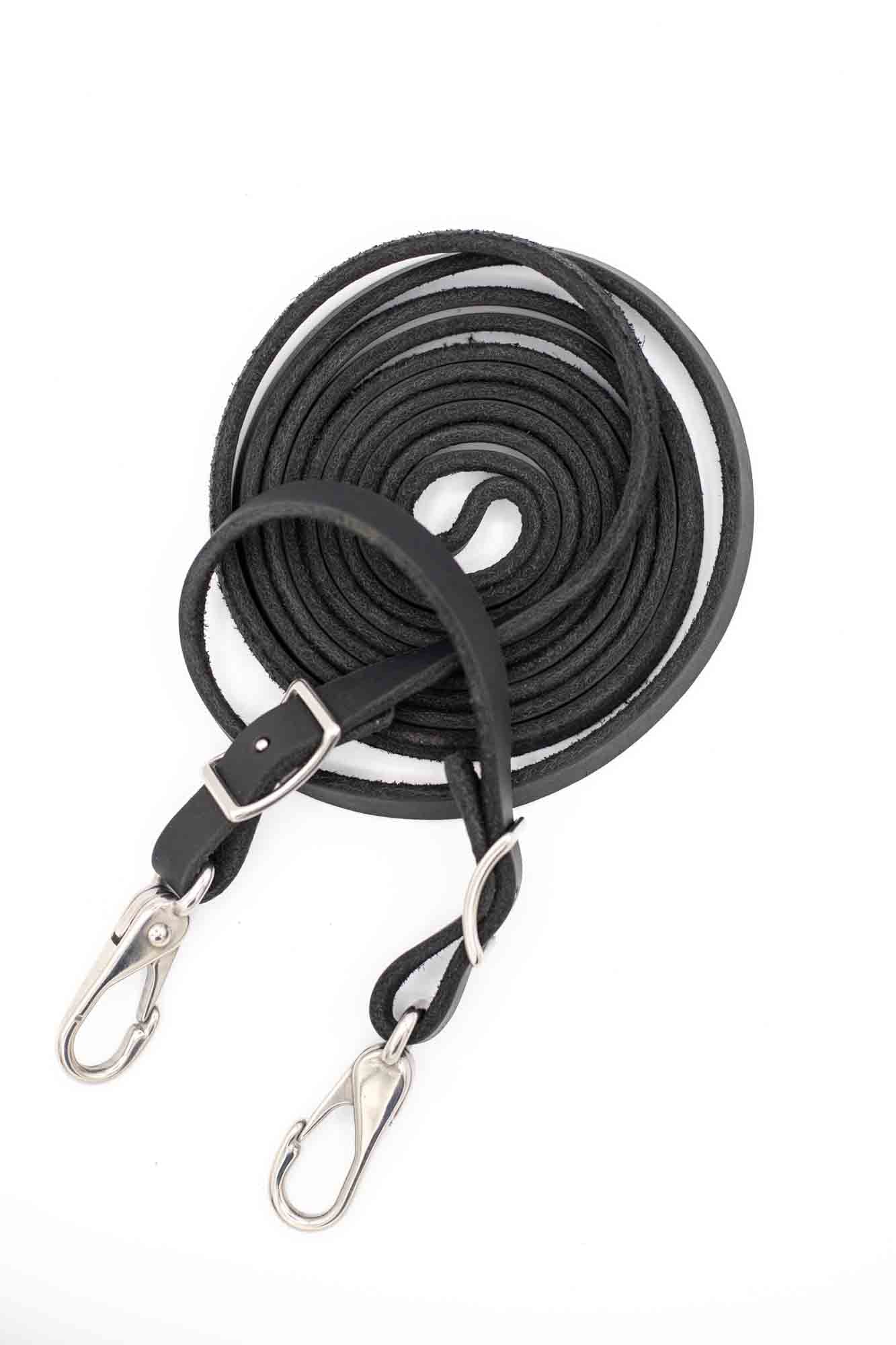 Fettleder Zügel geschlossen braun oder schwarz | Messing Zügelhaken | 13 mm breit 3 m lang