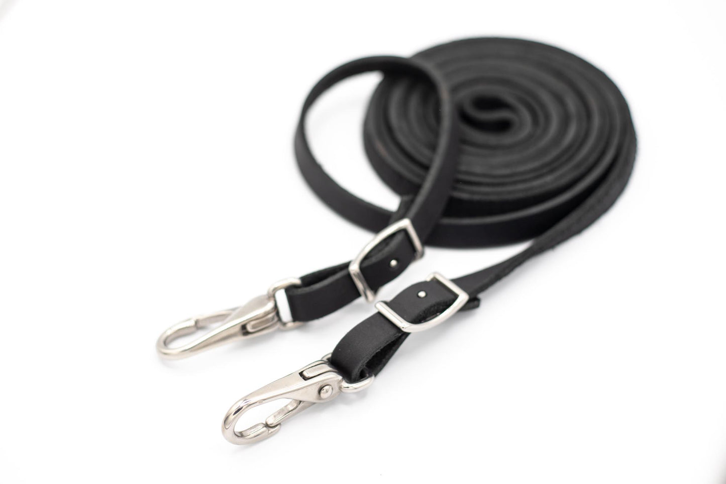 Fettleder Zügel geschlossen braun oder schwarz | Messing Zügelhaken | 13 mm breit 3 m lang