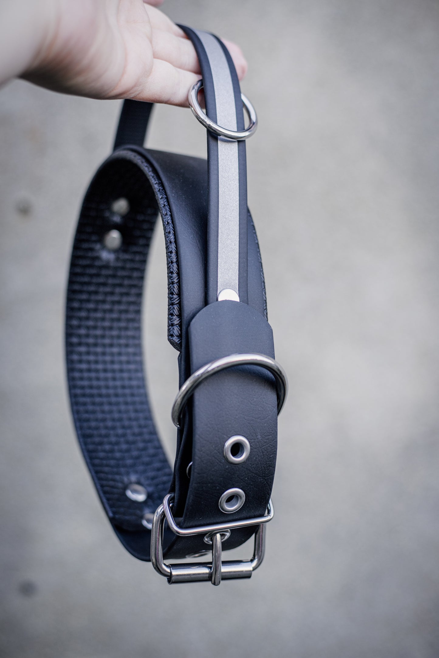 Breites gepolstertes Hundehalsband aus Biothane Griff reflektierend